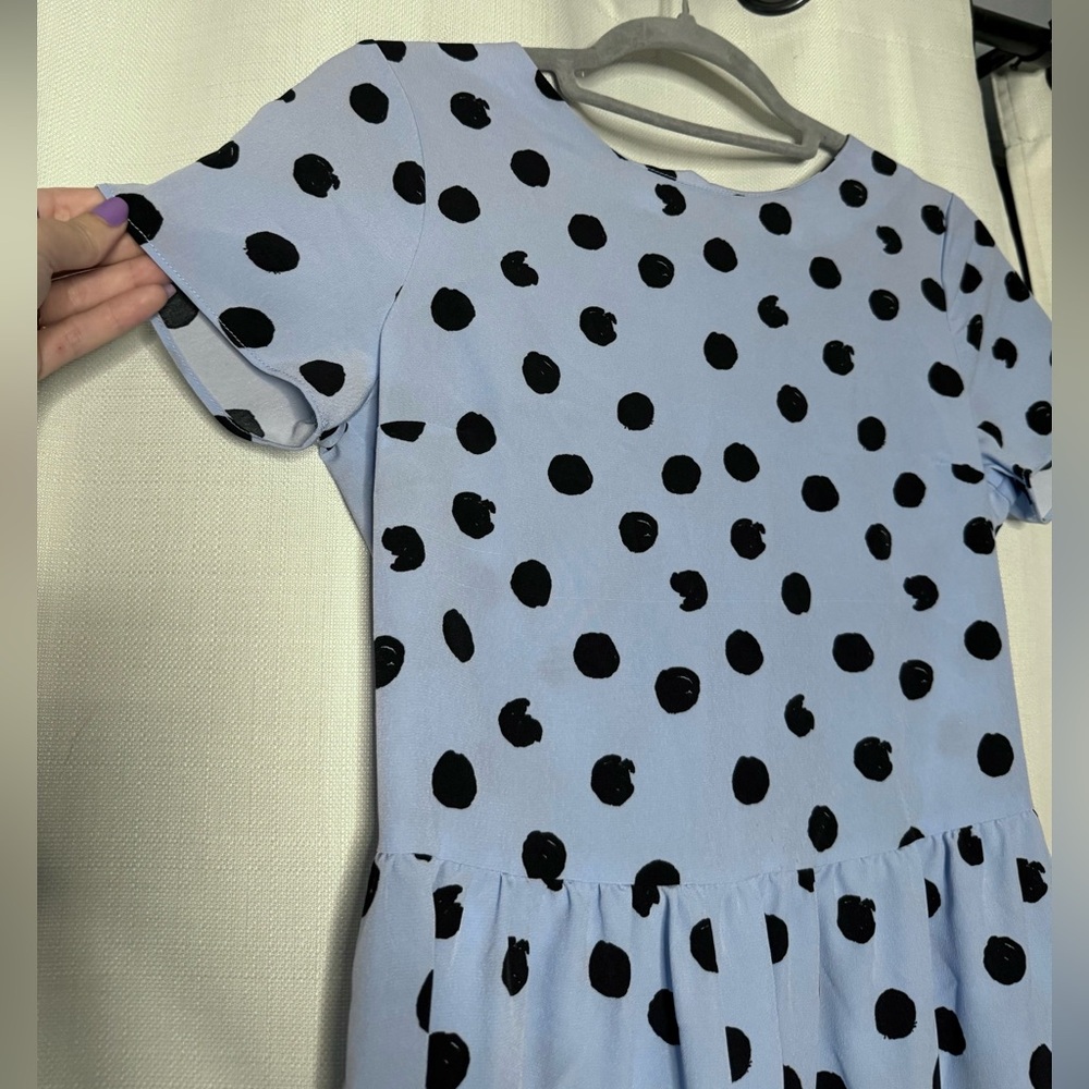 River Island Blue and Black Polka Dot Knee Length Dress Size 4 - Picture 5 of 8